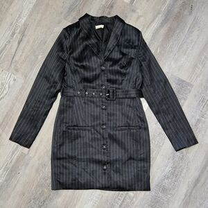 Tea & Cup Fancy Blazer Evening Coat Jacket Women's Size Small Black Striped